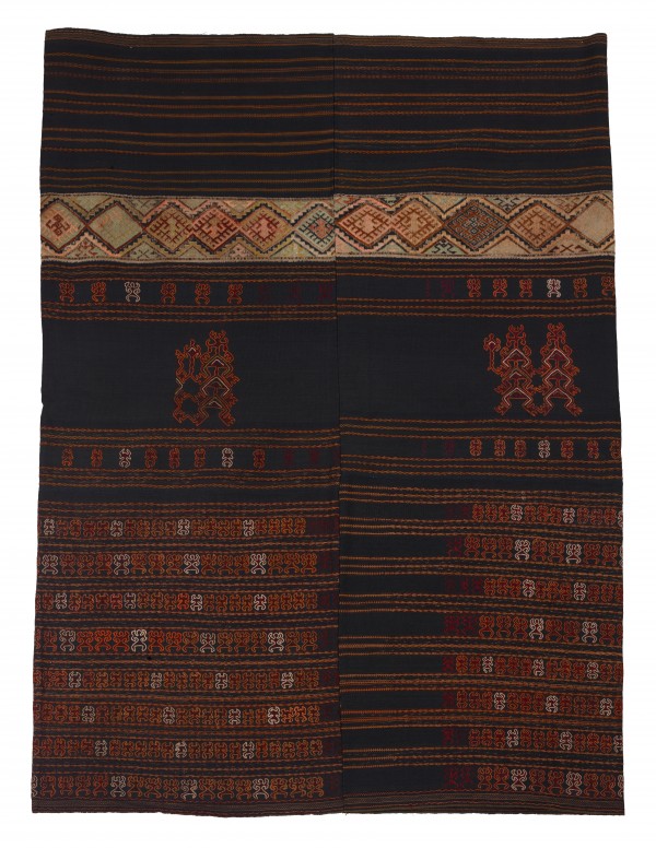 黎族 樹皮布 手織り筒裙／50年ヴィンテージ／裏面織り技法／民族衣装／希少